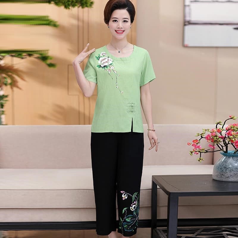 B12574 - Set áo và quần nữ trung tuổi hàng nhập