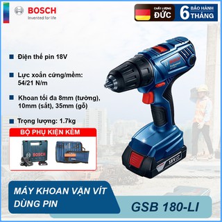 Máy khoan vặn vít dùng pin động lực Bosch GSB 180-LI (+ Phụ Kiện)