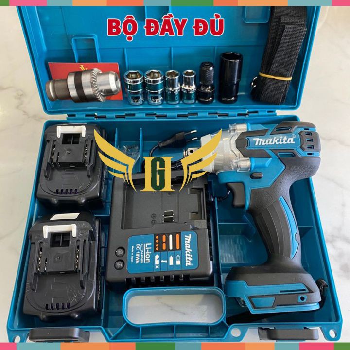 Máy Siết Bulong Ma.kita 198Vf, Máy Vặn Vít Động Cơ Không Chổi Than + 2 Pin 10cell + Có Phụ Kiện Đi Kèm Cao Cấp