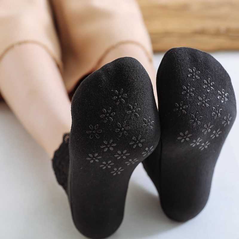 Tất Nữ Cổ Ren, Vớ Nữ Ren Lưới  Đế Có Hạt Chống Trượt Phong Cách Hàn Quốc, M95