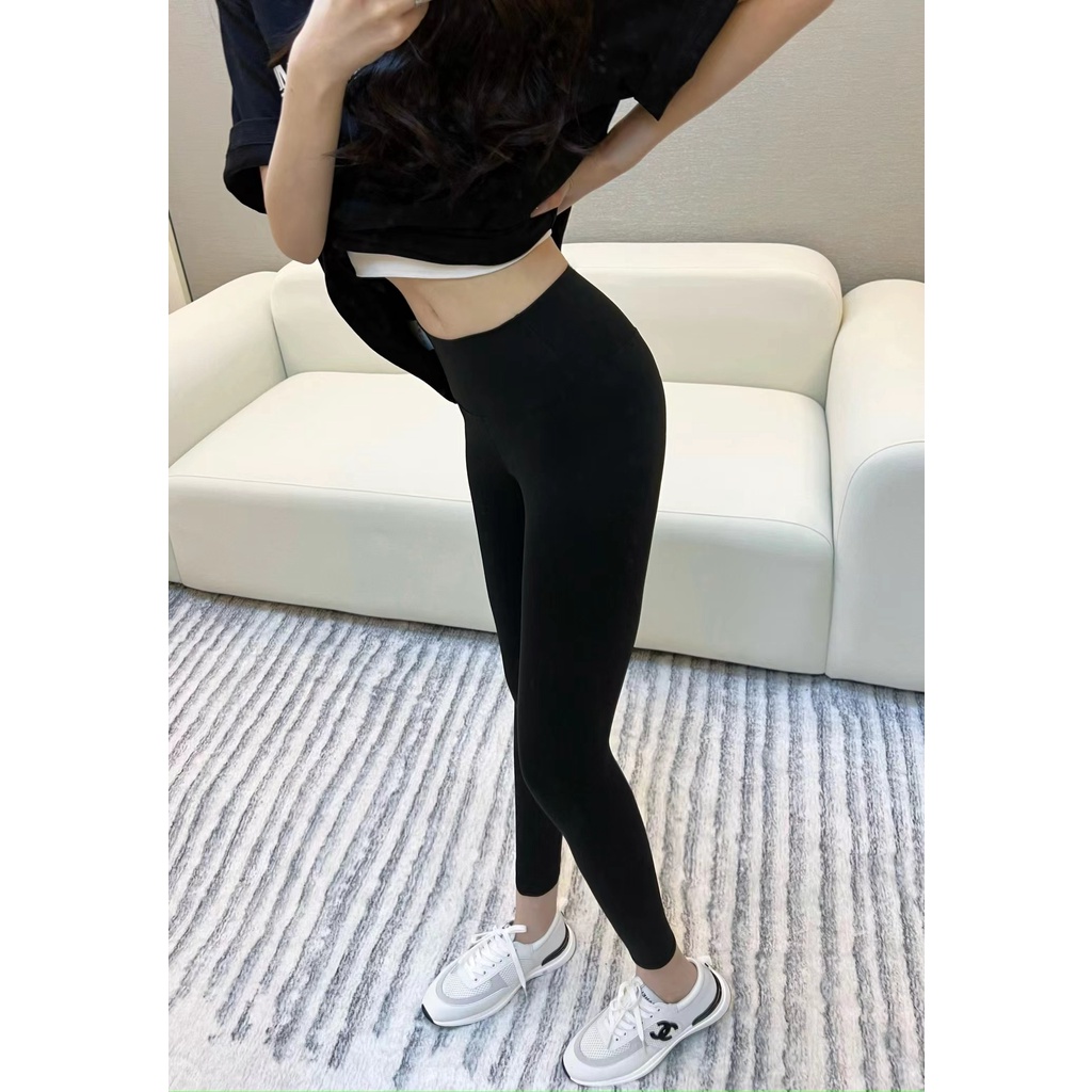 Cocory vn Quần Legging Thể Thao Màu Trơn Lưng Cao Size M-3XL Thời Trang Mùa Thu Cho Nữ