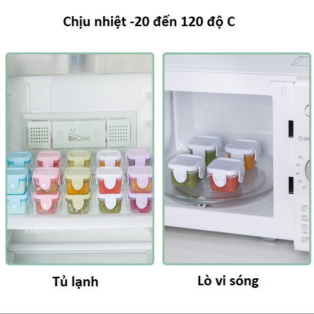 Hộp trữ đông, hộp đựng có nắp mini bảo quản đồ ăn dặm cho bé chống rò rỉ 60ml - 150ml