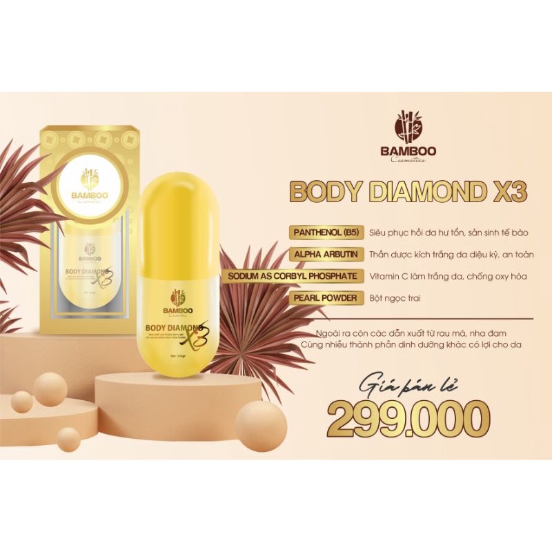 Kem Body Diamond x3 Bamboo _mẫu mới 2022