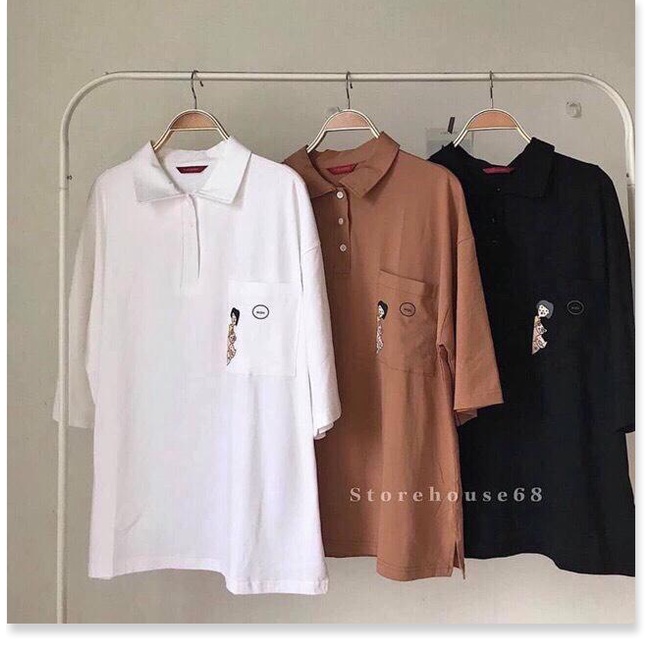 áo thun unisex cổ bẻ, form rộng, tay lỡ - hàng bao giặt máy NGỌC HÂN FASHION