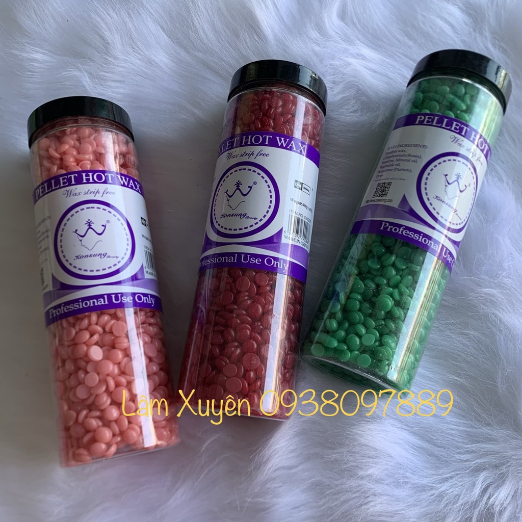 Sáp wax lông nách CHÍNH HÃNG KONSUNG BEAUTY dạng hạt viên 400g siêu triệt lông, có thành phần vaselin dưỡng da mềm wax