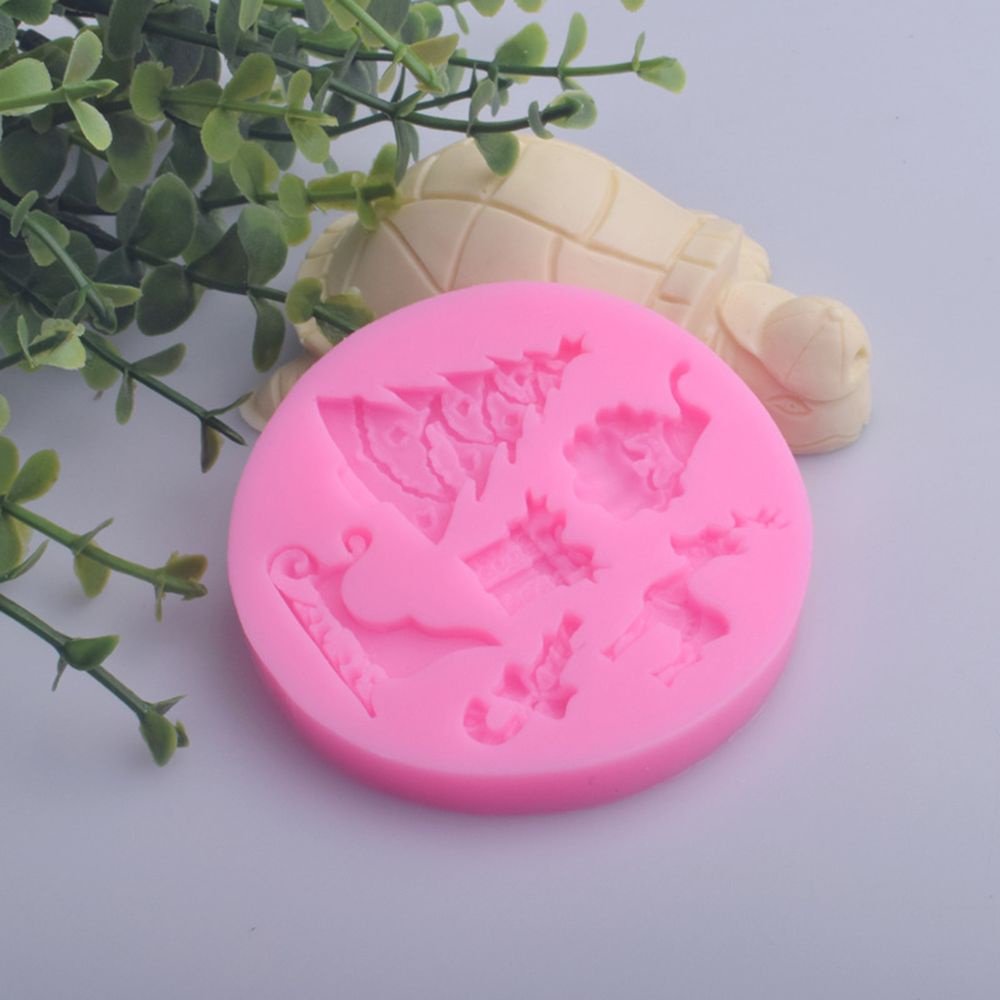 Khuôn silicone polymer làm bánh kẹo tạo hình ông già noel/ cây thông/ tuần lộc/ hộp quà