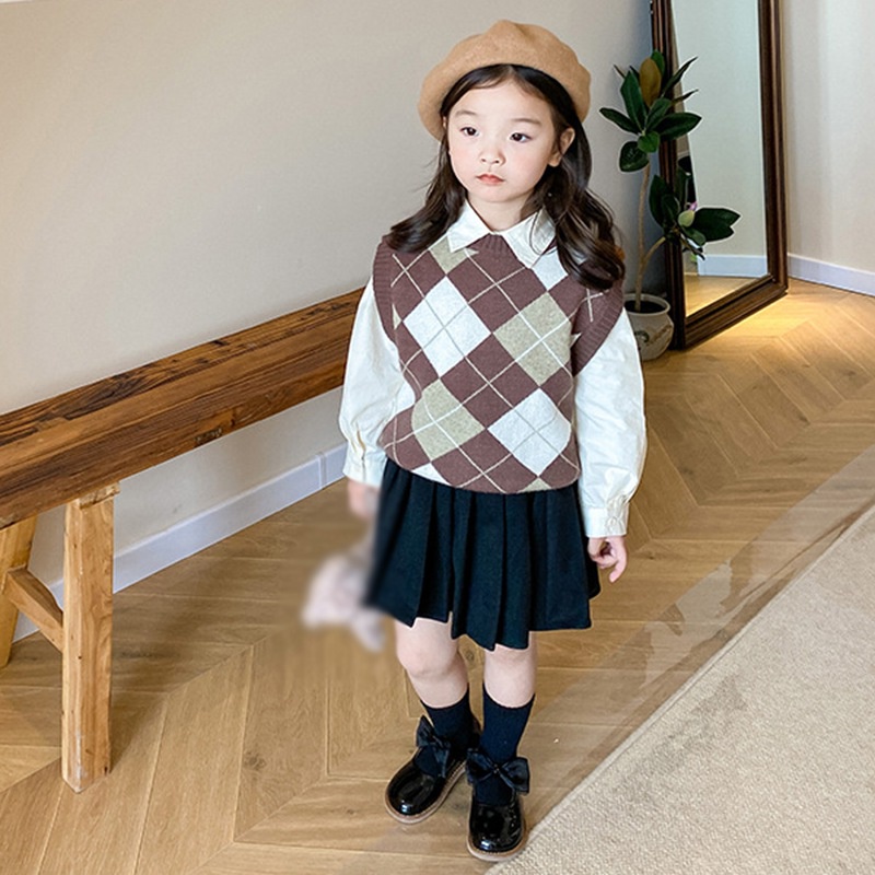 Áo dệt kim sát nách cổ thuyền thắt nơ sọc caro dễ thương thời trang cho nữ