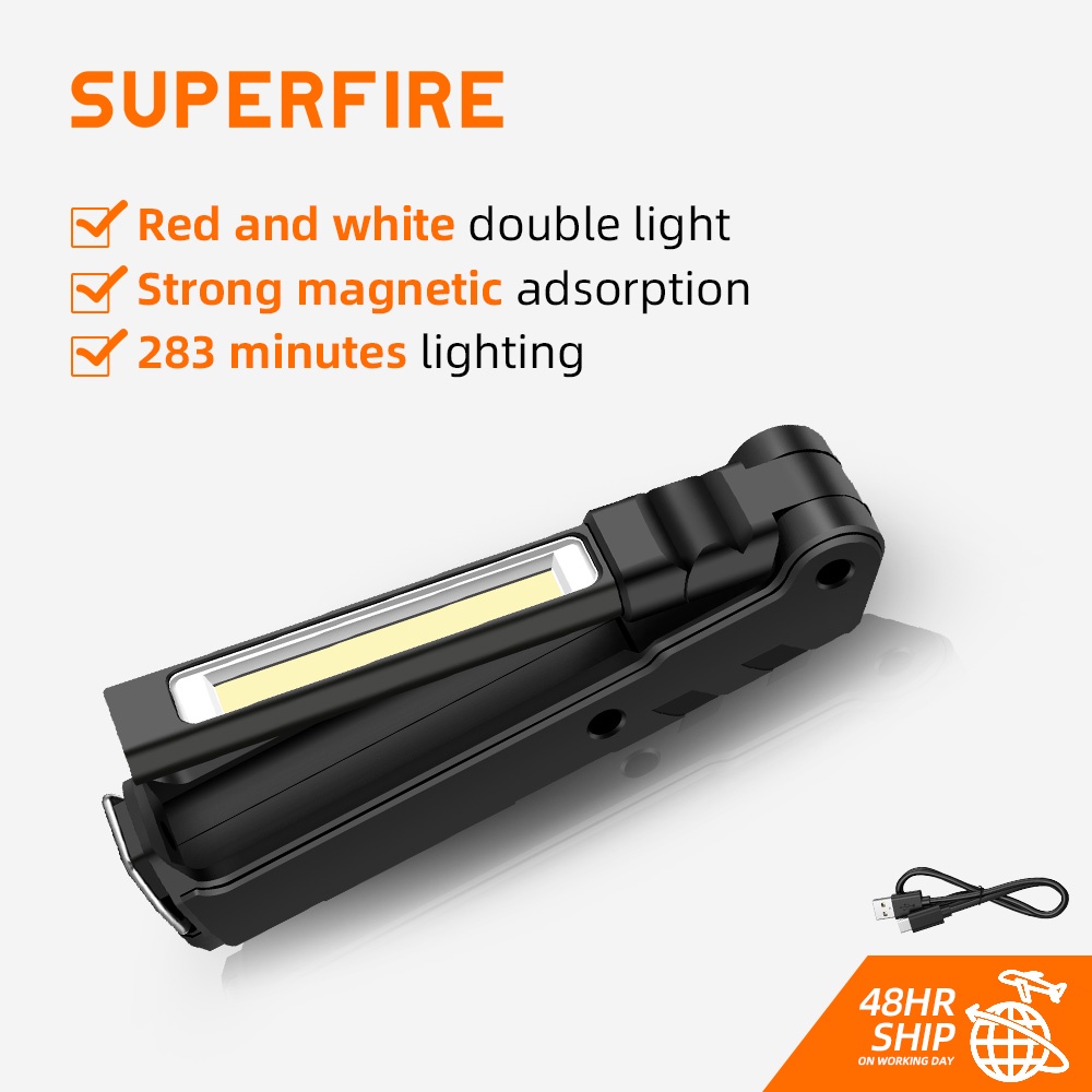 Đèn pin SUPERFIRE G15 dùng sửa chữa/làm việc 270 độ có thể sạc lại điều chỉnh 3 chế độ