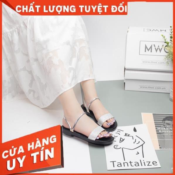 🌈FREESHIP🌈 Giày sandal nữ quai ngang kim tuyến đế bệt MWC NUSD- 2583