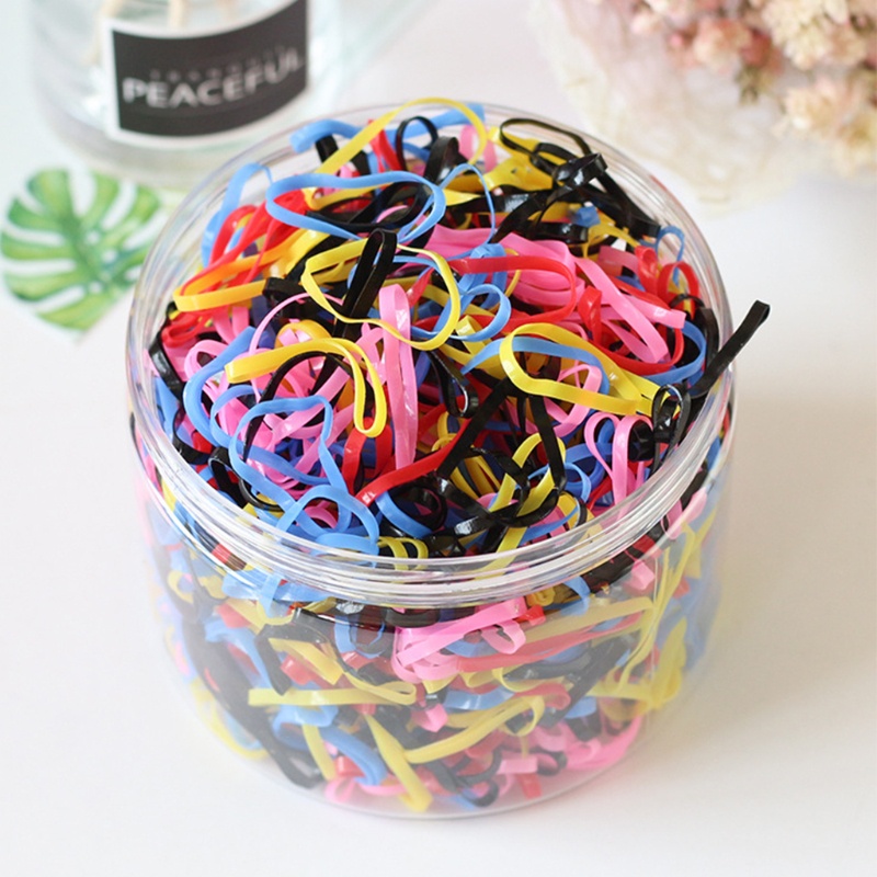 Hộp 1000 Dây Buộc Tóc Cao Su Mini Co Giãn Nhiều Màu Sắc Cho Bé Gái