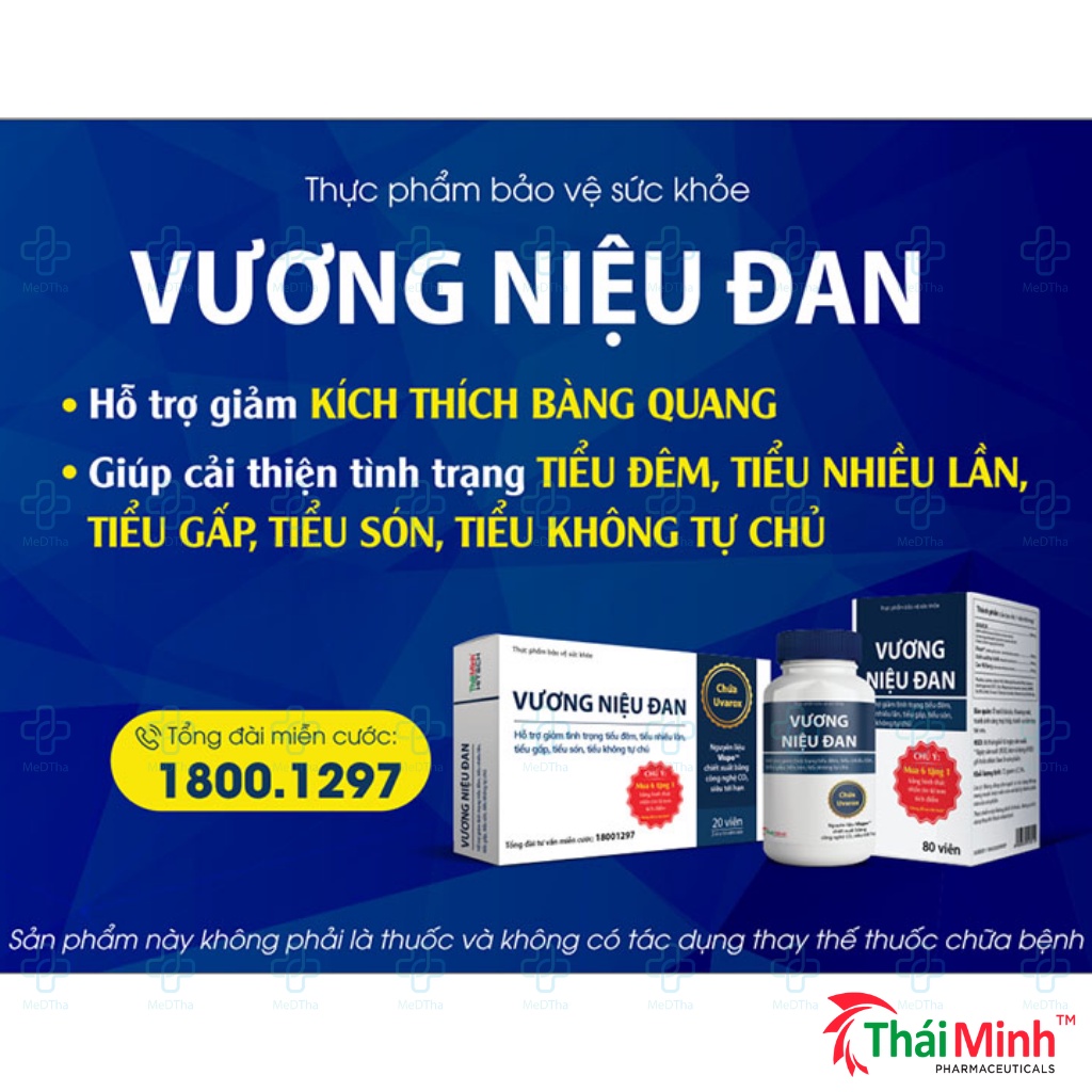 Vương Niệu Đan - Hỗ trợ giảm tình trạng tiểu đêm, tiểu nhiều lần, tiểu són, tiểu gấp, tiểu không tự chủ