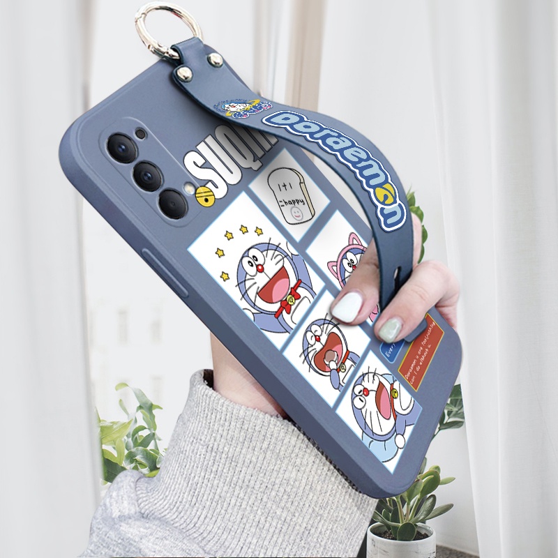 Ốp Điện Thoại Silicon Dẻo Họa Tiết Hoạt Hình Doremon Kèm Vòng Đeo Tay Cho OPPO Reno4 Reno 4 4Z 4F 4SE 5G