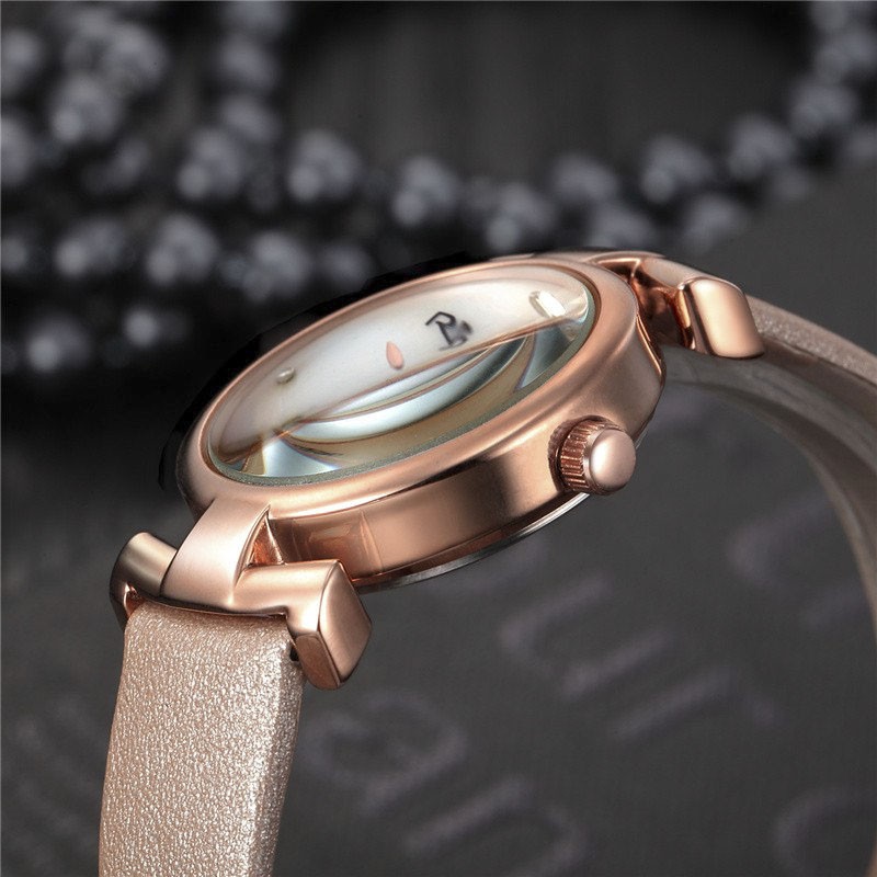 Đồng hồ nữ REBIRTH RE049L mặt ánh ngọc trai dây da mềm size 29mm