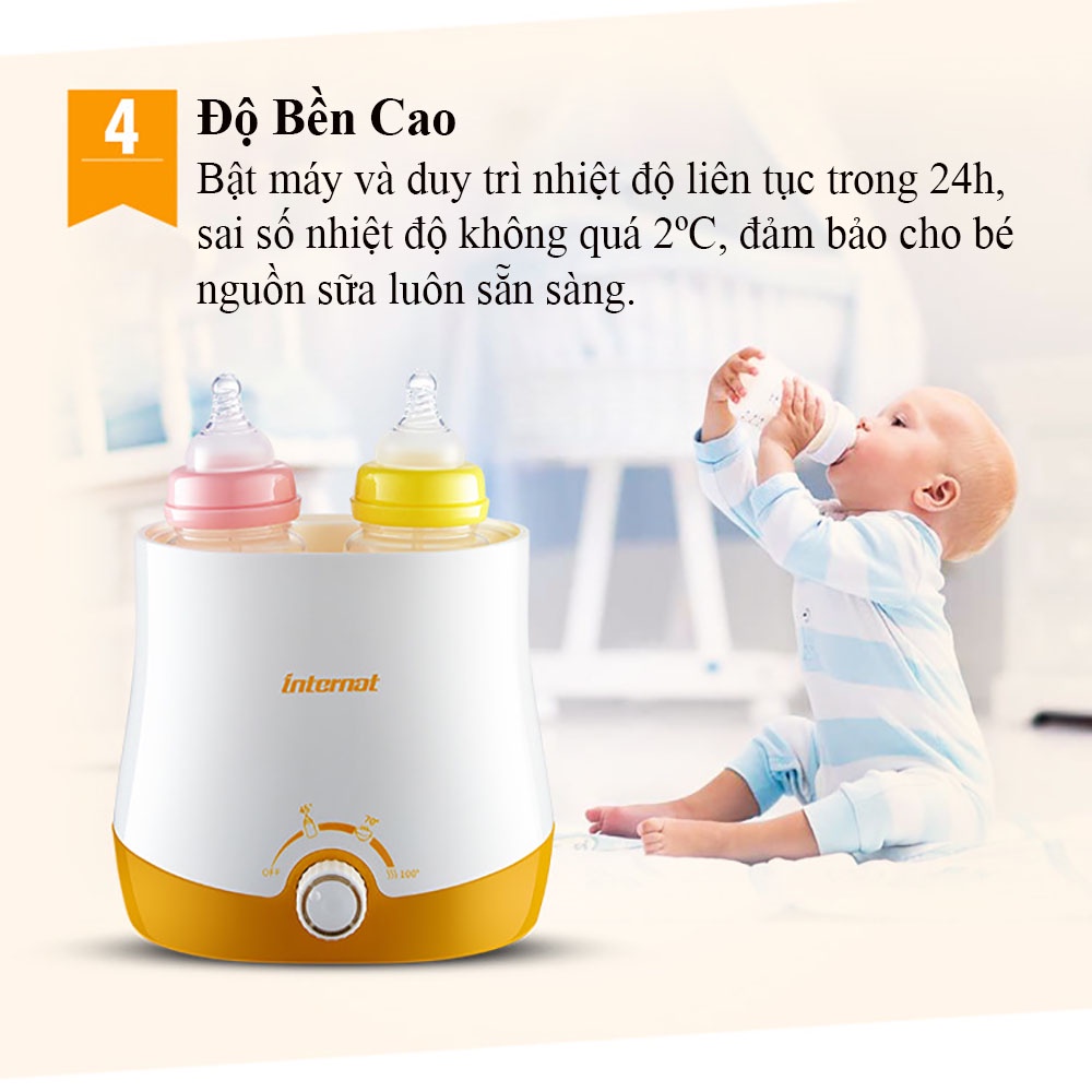 Máy hâm sữa tiệt trùng 2 bình đa năng 4 in 1, ủ sữa và thức ăn, tiệt trùng bình sữa tiện lợi. Bảo hành 2 năm toàn quốc.