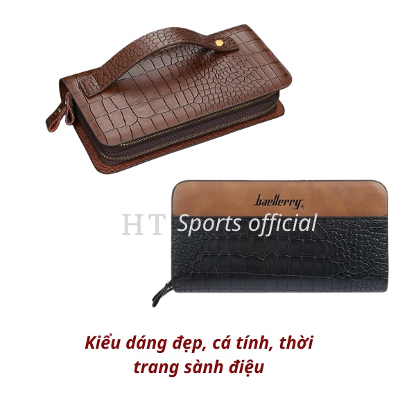 Bóp ví cầm tay nam nữ Baellerry HT Sports da Pu cao cấp phong cách cá tính, sang trọng tiện lợi (2 khóa)