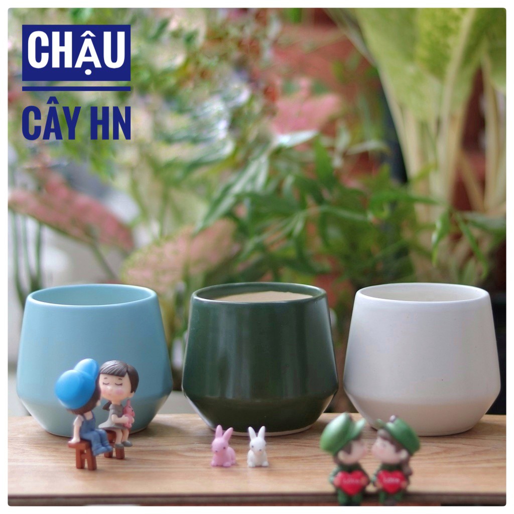 Chậu cây cảnh Chậu gốm sứ kim cương cao 8,5cm trồng cây cảnh để bàn, cây trang trí, sen đá, xương rồng