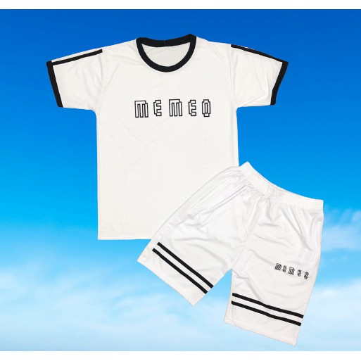 Đồ bộ thun lạnh đồ bộ 2D mẫu Memeo Trắng cam kết chất lượng cao sản phẩm đồ thể thao nam thun lạnh - DungTheThao