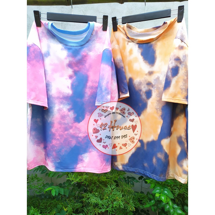 Combo 10 Áo thun tay lỡ loang màu / Áo phông unisex phom rộng