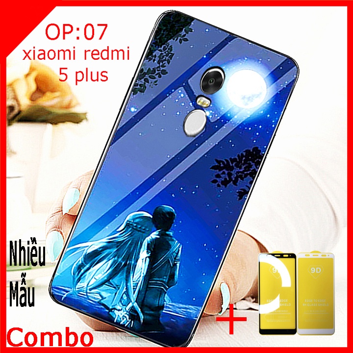 Combo Ốp lưng Kính 3D Xiaomi Redmi 5 Plus Sang trọng (TẶNG KÈM 1 kính cường lực full màn hình )