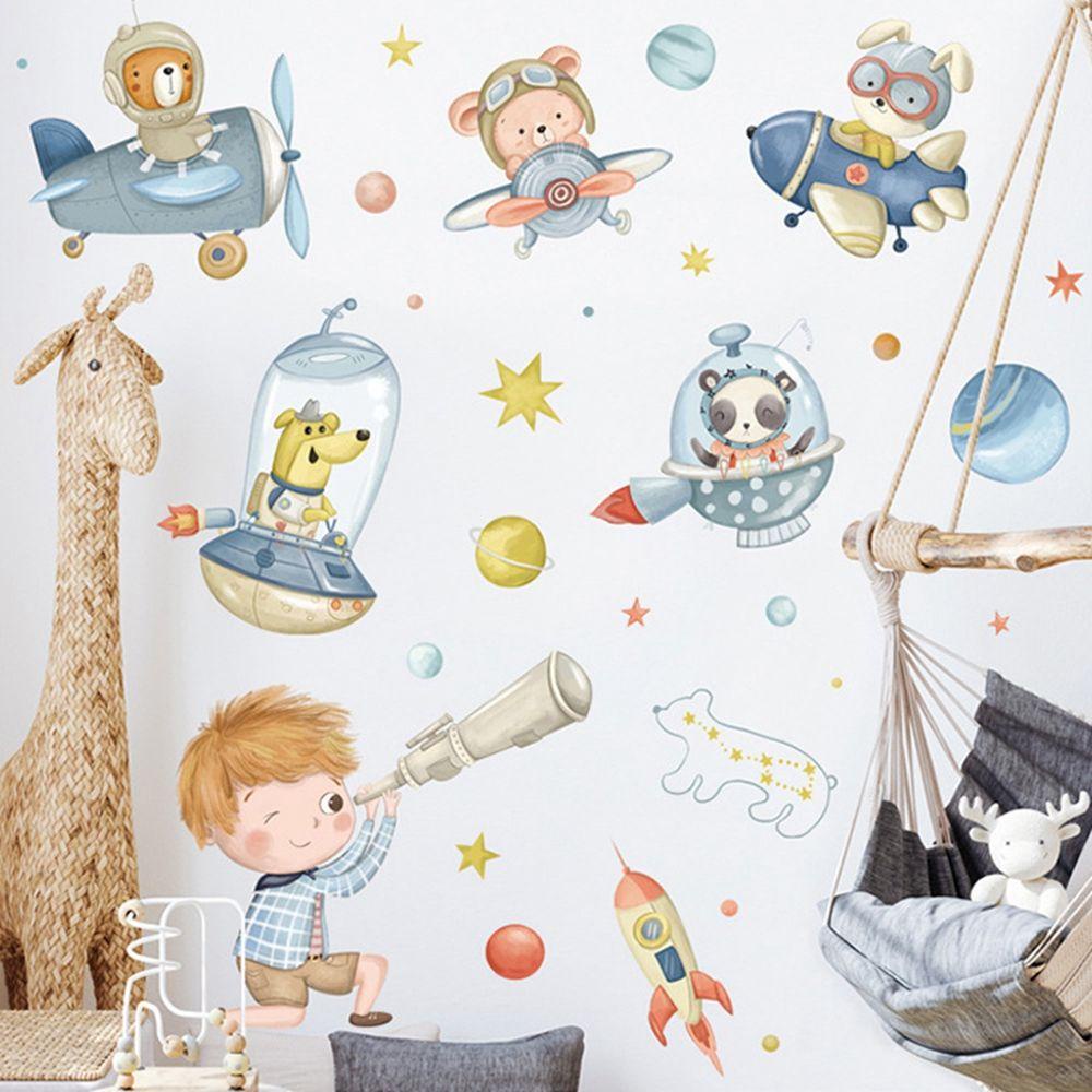 Sticker Dán Tường PVC Hình Phi Hành Gia Hoạt Hình Trang Trí Phòng Khách