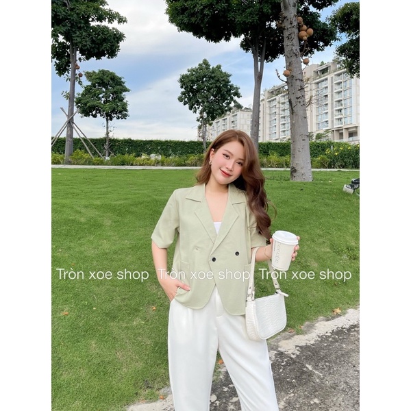 Áo BLAZER NGẮN TAY Tròn Xoe Shop 2 túi thật , Croptop , blazer phong cách công sở 1 lớp style Hàn Quốc mẫu shop chụp | BigBuy360 - bigbuy360.vn