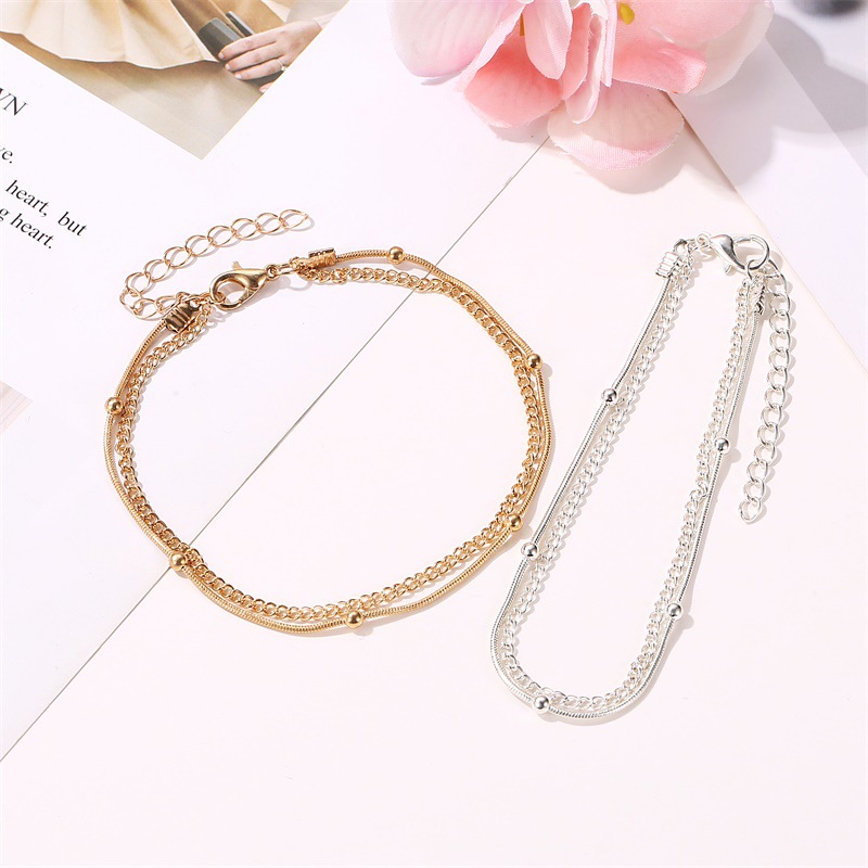 Simple Personality Multi-layer Snake Bone Shaped Anklet Fashion Ladies Double Layer Foot Chain Summer Foot Jewelry | BigBuy360 - bigbuy360.vn