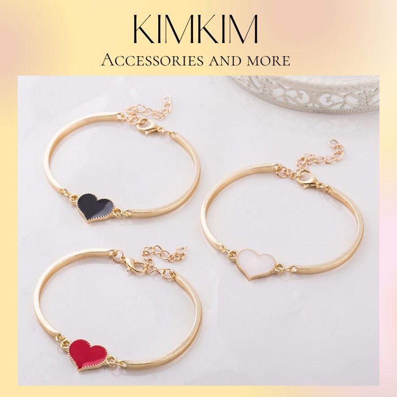 Vòng tay | Kiềng tay titan vàng trái tim đỏ nữ tính KimKim VT13