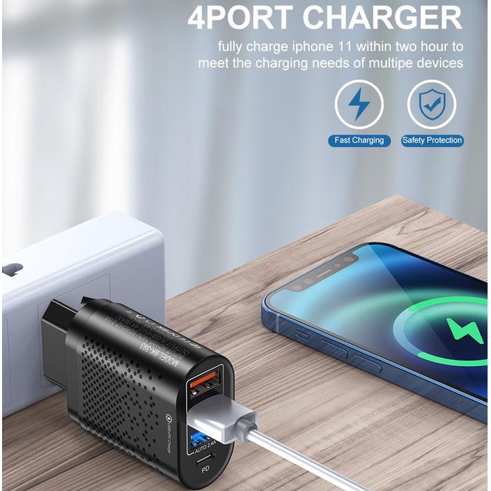 Bộ sạc nhanh USB và Micro USB 2021 SPRISE U75 48W 2.4A QC3.1 thích hợp cho Android
