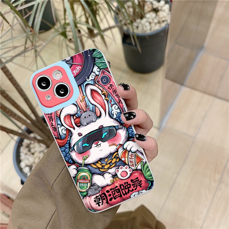 Ốp iphone cạnh vuông Thỏ trắng cool ngầu cho ip 6/8/7/plus/x/xr/xsmax/12 pro max/11pro max/13 pro max-nt008