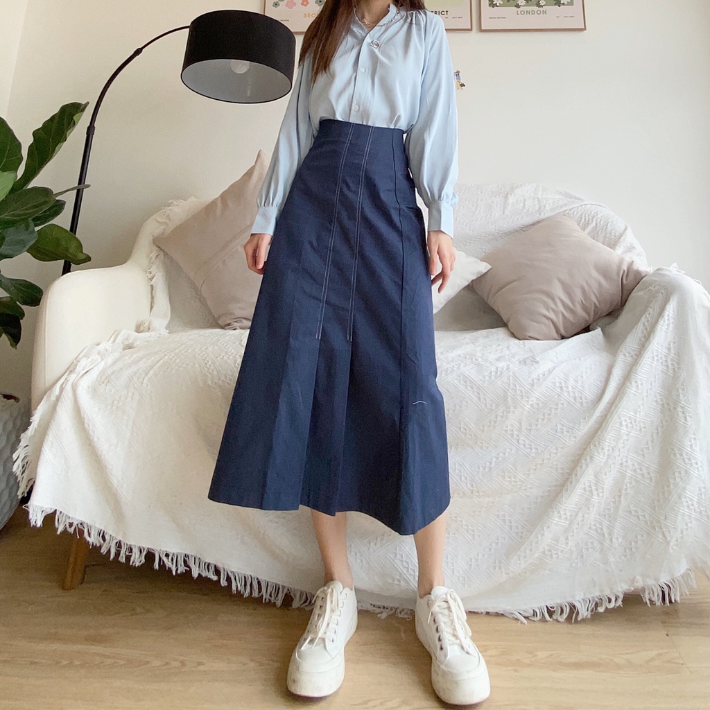 [Hình thật độc quyền TOS.CLOSET]Chân váy xếp ly chỉ nỗi