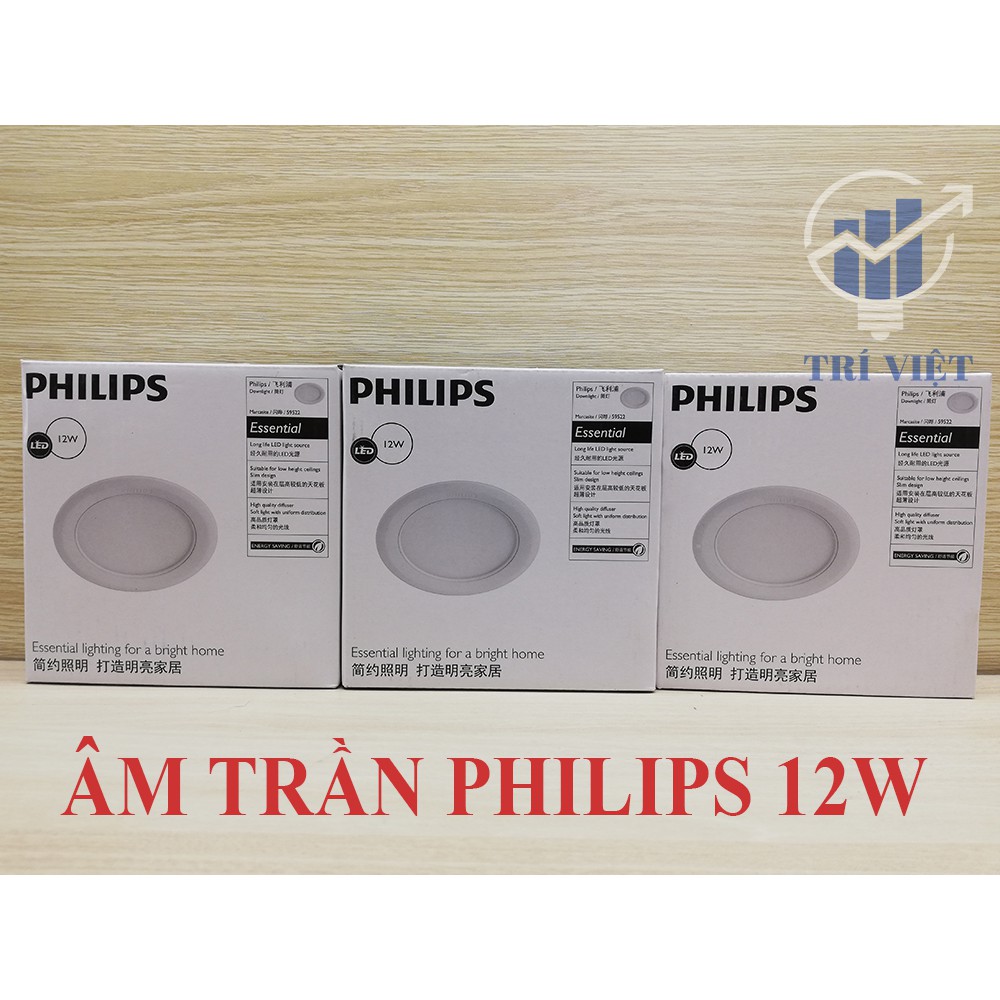 Combo 5 Cây Đèn Philips Âm Trần 12W Tại Quận 12 - Vàng (3000K), Trắng (6500K) - Siêu sáng, ánh sáng chân thật