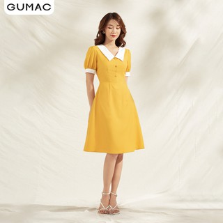 Đầm nữ phối lá cổ trắng DA1108 GUMAC