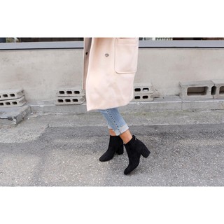 Giầy Bốt Nữ 7cm Da Lộn Gót Trụ VNXK