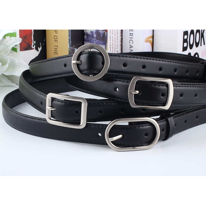 Thắt Lưng Da Pu Khóa Kim Loại Tròn Thời Trang Cho Nam Nữ