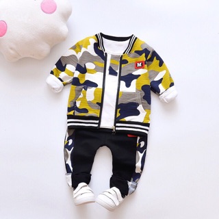 [Ảnh thật] Set 3 món cho bộ đồ bé trai rằn ri