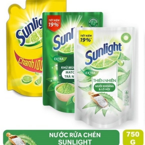 Nước rửa chén Sunlight 750g Hương Chanh/Trà xanh/ Lô Hội