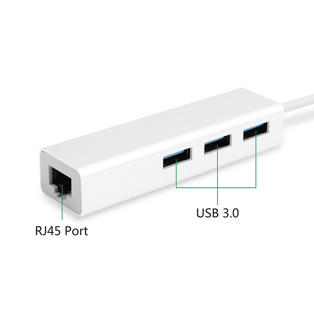 Dây Cáp Chuyển Đổi USB 3.0 Sang Lan Tốc Độ 10/100/1000 Mbps Gigabit ✨ Tích Hợp 3 Công USB 3.0 Tiện Lợi Chất Lượng