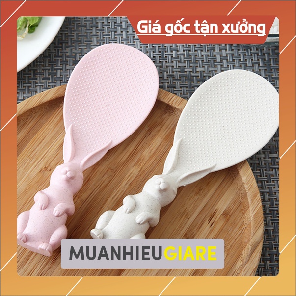 Muỗng Múc Xới Cơm Có Đế Đứng Hình Chú Thỏ Chất Liệu Nhựa Lúa Mì Thiên Nhiên muanhieugiare8686