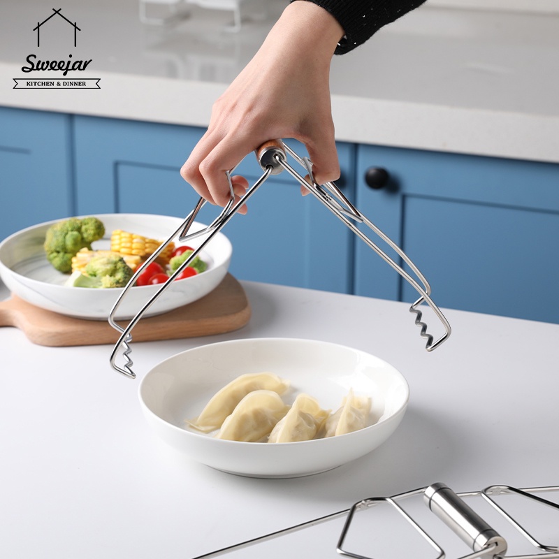 SWEEJAR Dụng cụ nâng bát đĩa  dạng kẹp bằng thép không gỉ 304 chống bỏng