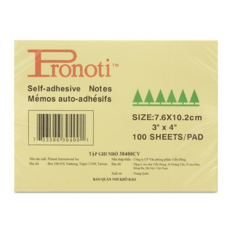 GIẤY NOTE DINH 3X4 VÀNG - STICKY NOTE 3X4 PRONOTI 30400