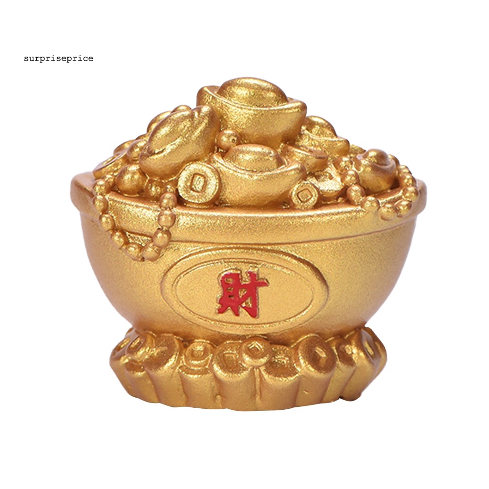 Cây Tài Lộc Trung Hoa Mini Bằng Nhựa Resin Màu Vàng Kim Để Bàn Trang Trí Nhà Cửa / Văn