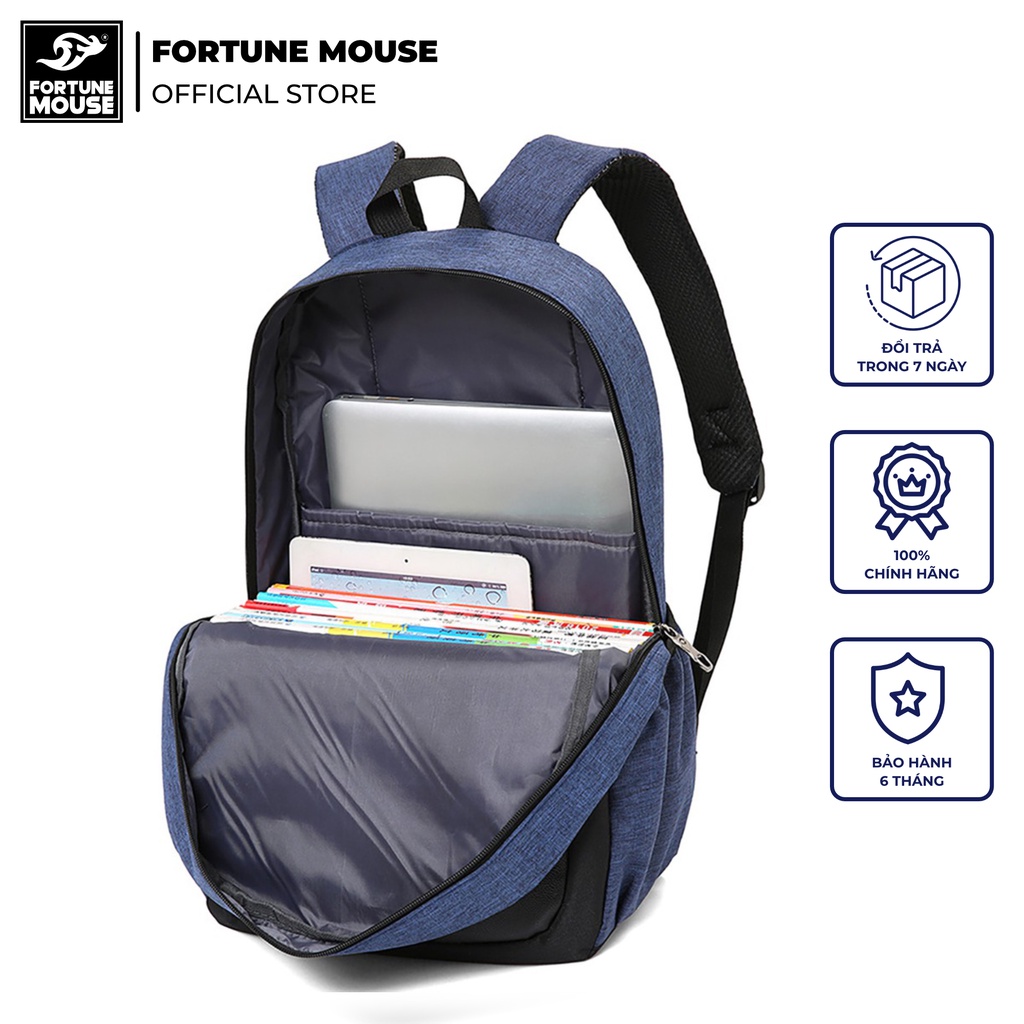 BỘ: BALO Fortune Mouse laptop 16inch đi học, đi làm + Túi đeo chéo ipad + bóp bút B001