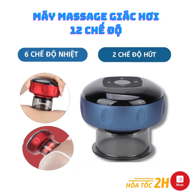 Máy massage giác hơi - Máy Cạo Gió, Hút Chân Không Điện Tử 12 Chế Độ, Dụng Cụ Giác Hơi Không Dùng Lửa Thông Minh
