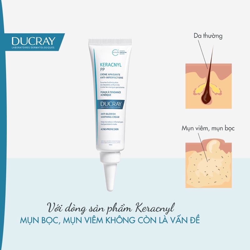 Kem Dưỡng Cân Bằng Dầu Và Giảm Mụn Ducray Keracnyl PP 30ml