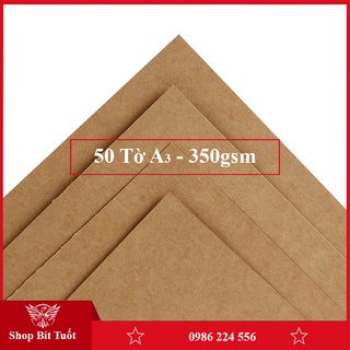 Giấy bìa cứng Kraft 350gsm A3 làm hộp quà thiệp hanmade bìa sổ tay love book loại dày 50 tờ