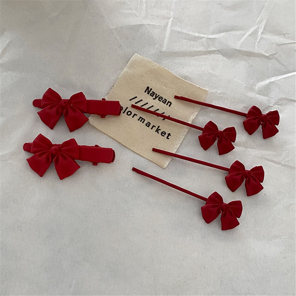 Set 2 Kẹp Tóc Hình Nơ Đỏ Ngọt Ngào Đáng Yêu Thời Trang Cho Nữ