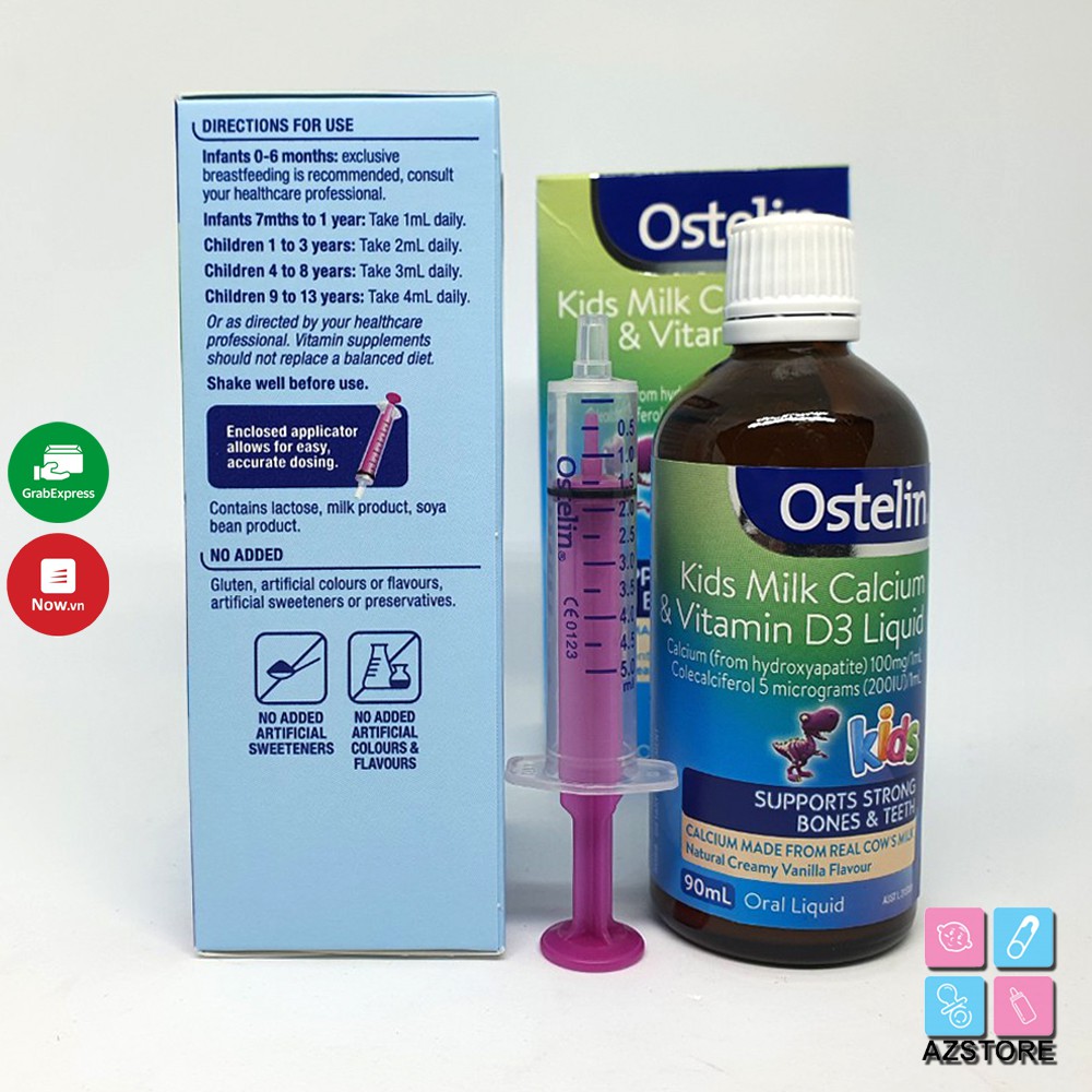 Canxi + vitamin D: Ostelin Kid milk Calcium &Vitamin D3 Liquid - Úc