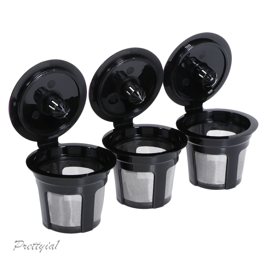 [PRETTYIA1]3pcs Reusable K Cups Coffee Filters Pod Capsules For Keurig 2.0 1.0 BPA FREE