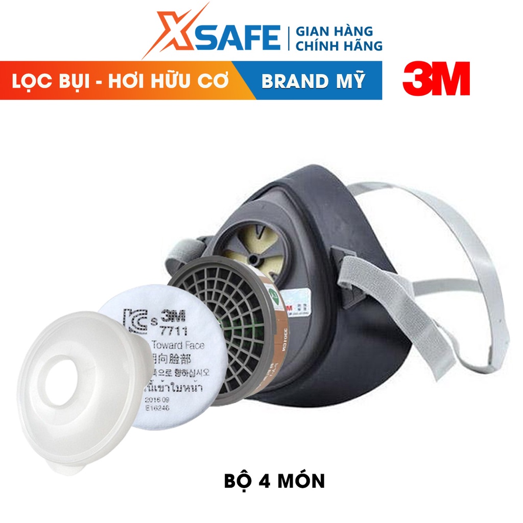 Mặt nạ phòng độc 3M 3200-3301K-7711-774 (4 món) lọc bụi, hơi hữu cơ, phun sơn - chính hãng 3M - xsafe