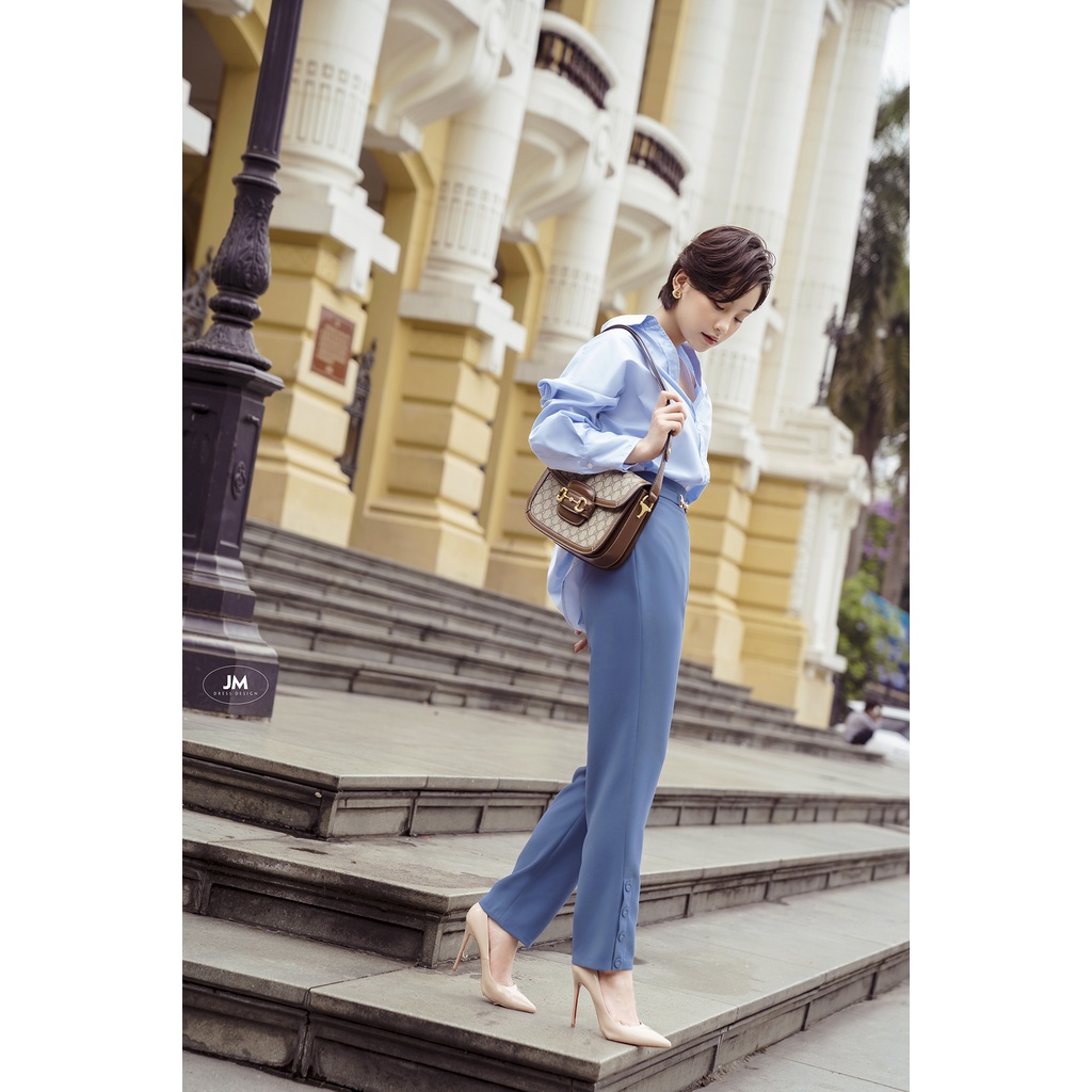 Quần JM Dress Desgin đai ống nhỏ xẻ chân cúc bọc 3P11.2203KT
